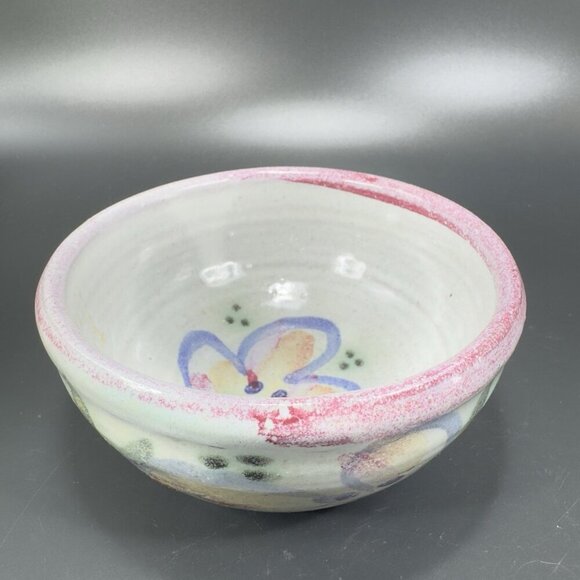 Vintage Hand Made RedWare Pottery Round Dish Bowl Hand Decorated Bowl Dish VTG - Picture 12 of 12